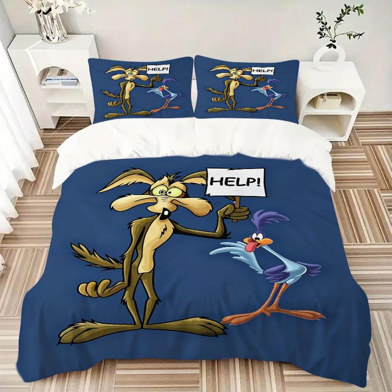 Road Runner Wile E Coyote Print 3Pcs Bedding Setduvet Cover With 2 Bedropillowcase Home Birthday Gift