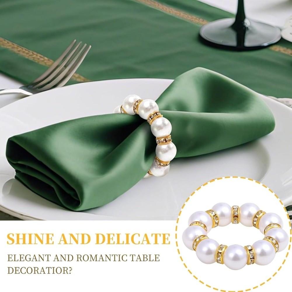 Gold Napkin Rings Beaded Texture Napkin Ring Holder Luxury Pearl Ring Napkins Holder Table Decor