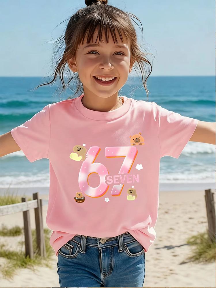 Kids 67 Themed Colorful Print TShirt Soft Cotton Fabric Breathable and Comfortable Ideal for Toddlers and Childrentk0383