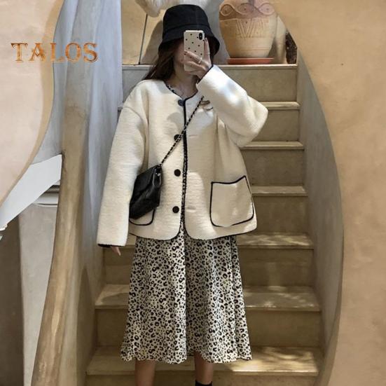 Женское осенне-зимнее пальто, однобортное, однотонное, свободные накладные карманы, термостойкий кардиган с длинными рукавами, повседневная куртка