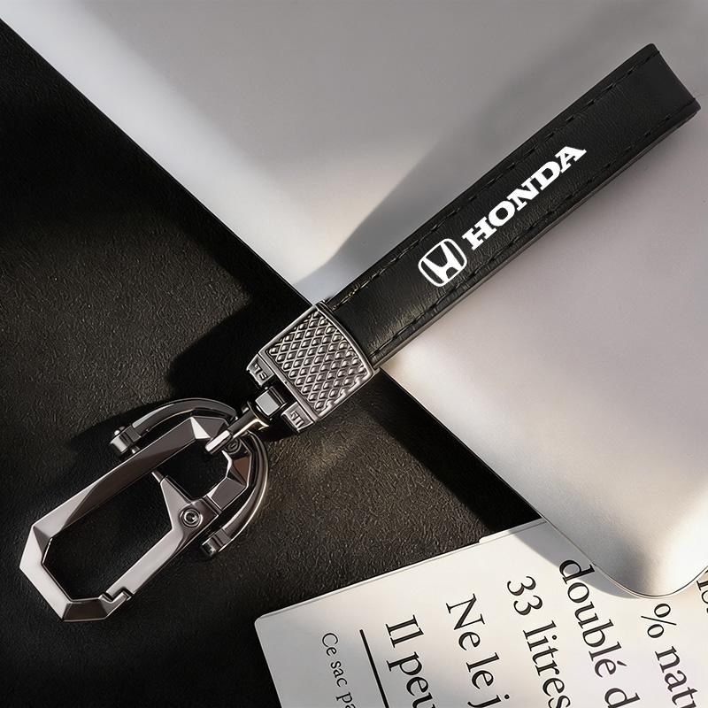Leather Keychain Car Styling Emblem Metal Pendant For Honda Civic FIT Prelude Insight Odyssey Vezel CRV Accord Jazz HRV Stepwgn TO0