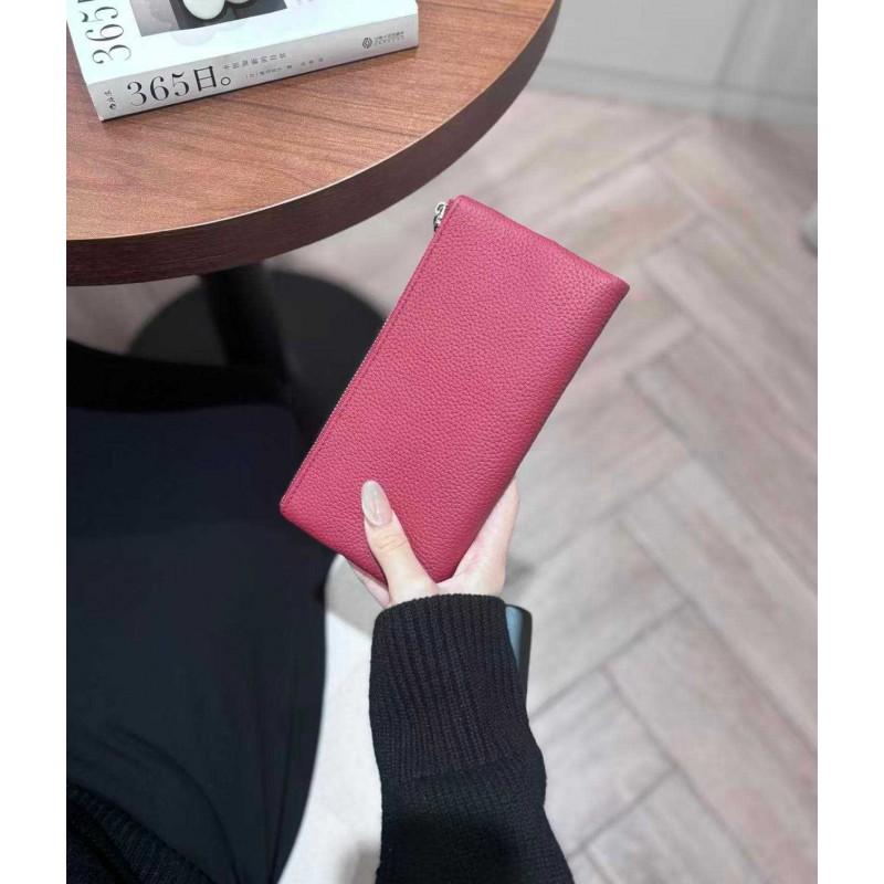 Slim Leather Card Holder Wallet Men Women Genuine Cowhide Minimalist Long RFID Blocking Lightweight Daily Use
