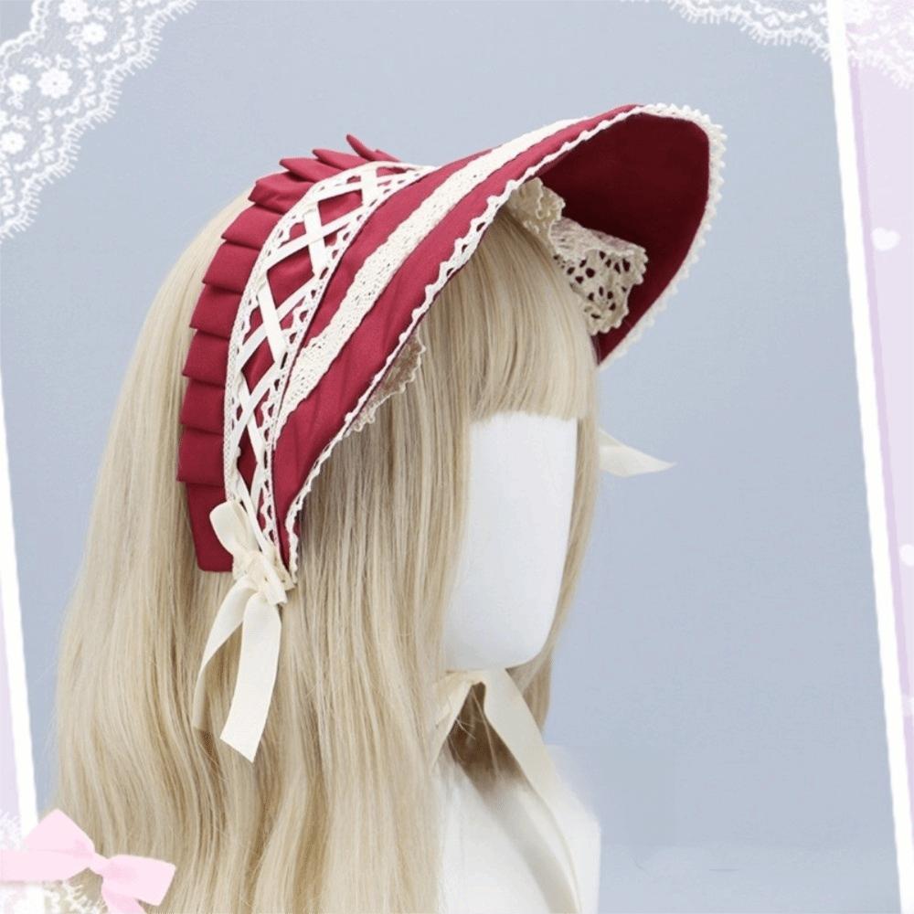 Ruffle Lolita Bonnet Cap Pastorale Style Lace Hat Victorian Headpiece  Halloween Costume
