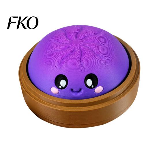 Dumpling Decompression Toy Cartoon Clicker with Steamer, 3D Printed Smiling Steamed Sensory Bun Toy, Shape Finger for Stress