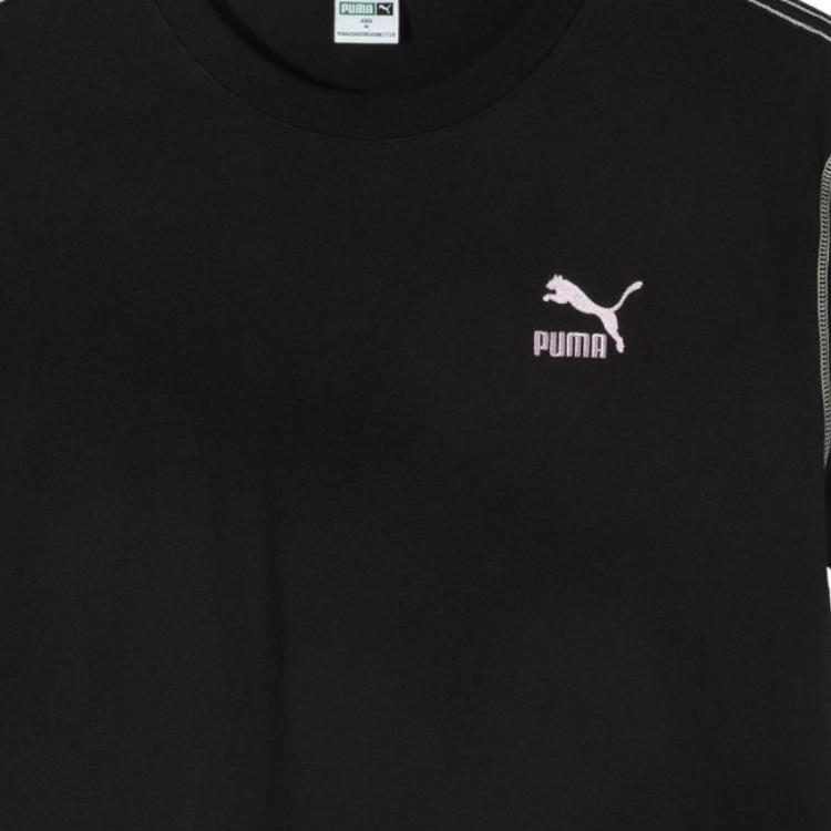 Puma Swxp Dancemania свободный свитер с круглым вырезом и принтом букв, футболка с коротким рукавом, женские топы, черный цвет 626862-01