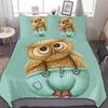 Пододеяльник с совой Двуспальный Кинг Сайз Квин Сайз Мультяшный пододеяльник с совой Птица Животное Комплект постельного белья Мальчики Чехол для одеяла Полиэстеровый чехол для одеяла