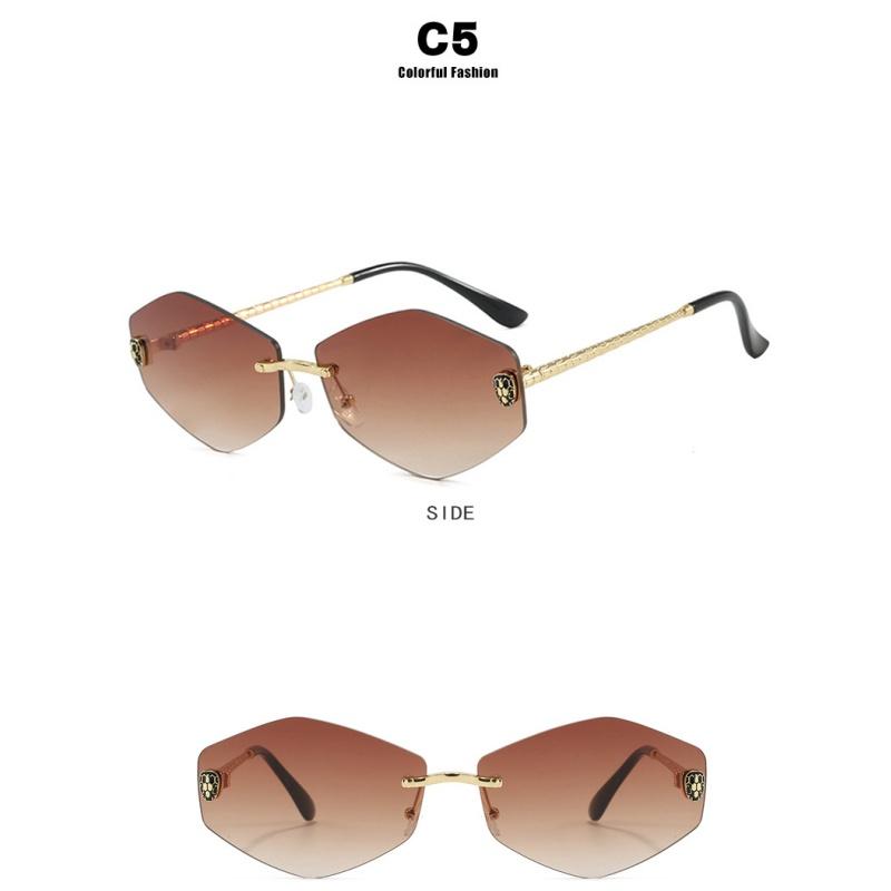 Женские солнцезащитные очки, мужские и женские модные солнцезащитные очки ромбовидной формы с головой змеи, металлические солнцезащитные очки с отделкой без оправы