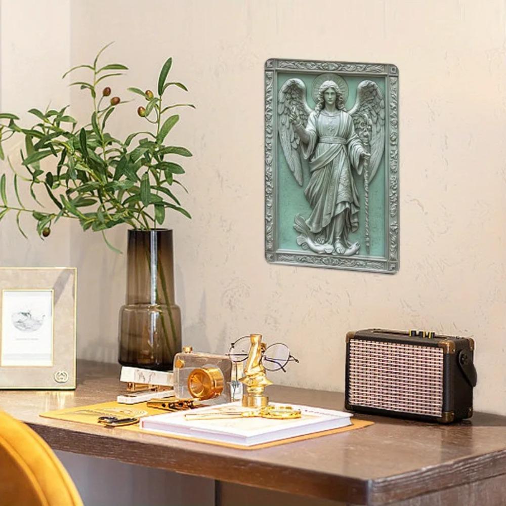 2DAngelGabrielArt Винтажное Классическое Религиозное 2D Искусство Ангела для Стен - Алюминиевая Металлическая Табличка Декор, Стиль Скульптуры Архангела Гавриила