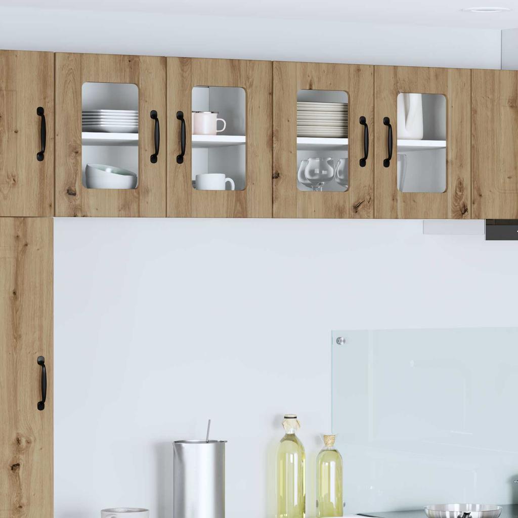 Wall Mounted Glass Cabinet LUCCA 2 pcs Artisan Oak 60 x 31 x 40 cm