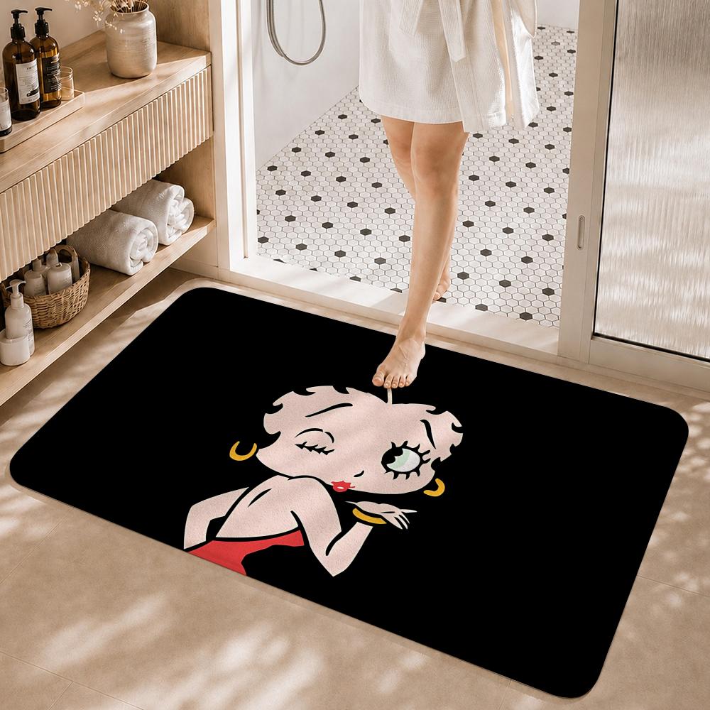 Vintage Cartoon B-Betty Boop Floor Mat Non-Slip Absorbent Floor Mat Decorative Rug for Home Bathroom Bedroom Entryway