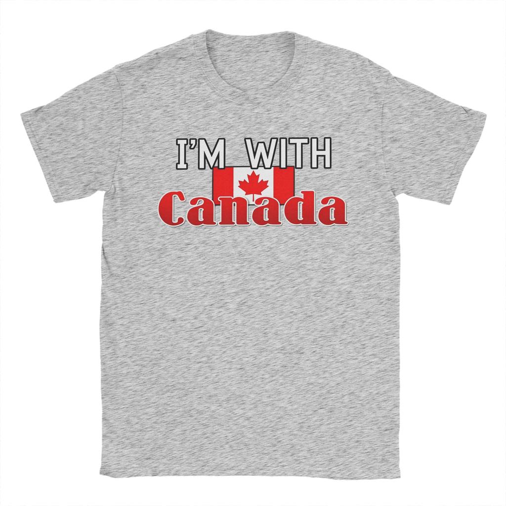 Модная футболка I'm With Canada для мужчин, хлопок, короткий рукав, круглый вырез, летняя одежда