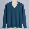 Женская мода свободный V-образный вырез длинный рукав нижняя часть рубашки верх вязаный свитер
