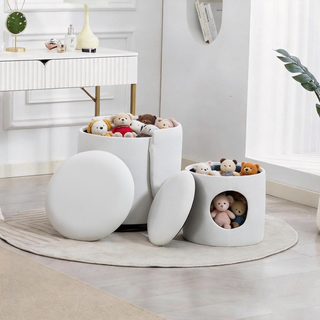 Stylish Upholstered Barrel Chair: 360 degrees Rotating Vanity Stool for Bedroom and Dining Chair, Built-in Storage, Multifunctional for Makeup/Dining