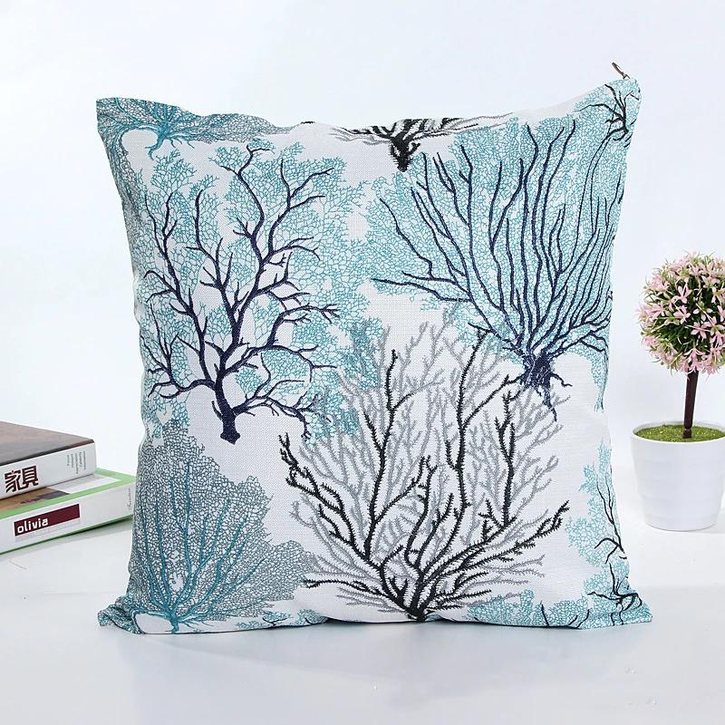 Горячая Льняная Наволочка с Цветочным Узором Ручная Роспись Цветы Деревья Наволочка Современная Декоративная Наволочка для Дивана Автомобиля