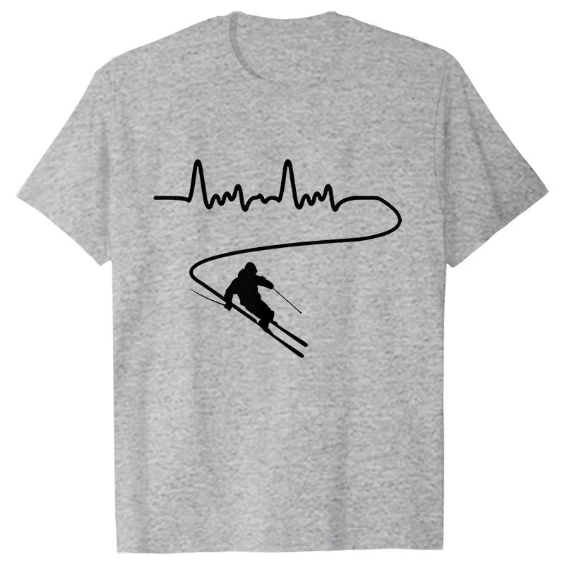 Мужская одежда Лыжи Горные лыжи Heartbeat Сноуборд Рубашки Модная графическая футболка с коротким рукавом O-образным вырезом Harajuku Мужская футболка большого размера