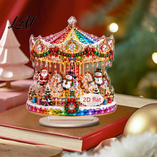 Ornament for Christmas Tree 2D Flat Ornament Ferris Wheel/Carousal/Christmas Shape Ornaments Decorative Acrylic Festive Accent Party Home