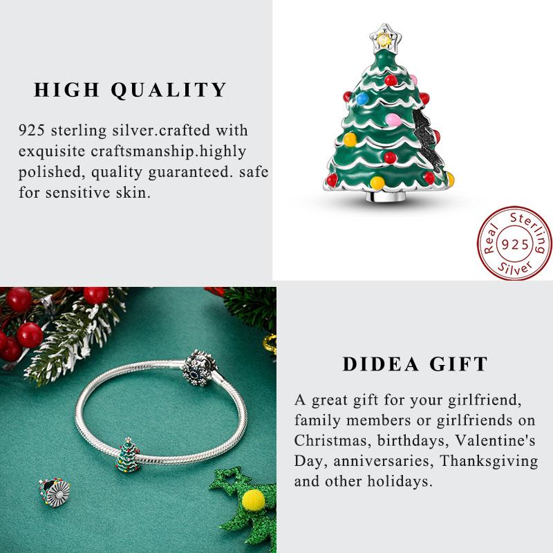 New 925 Silver Christmas Series Charm Beads For Bracelet Pendant Charm Women DIY Christmas Gift