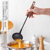 Chinese ladle for wok use, made of iron nitride, rust-resistant, with a wooden handle, heat-resistant, and with a hanging hole for easy grip. Perfect