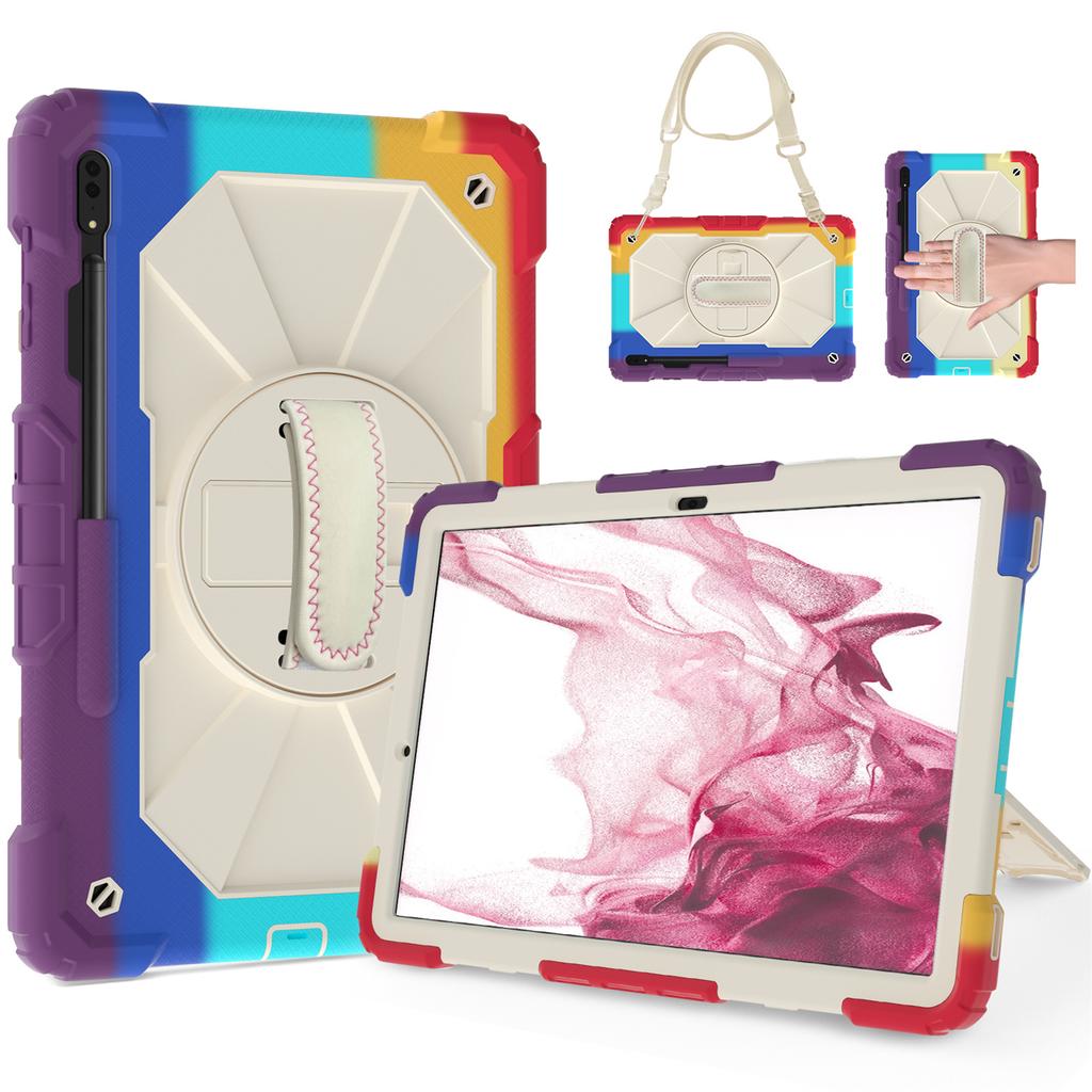 Для Samsung Galaxy Tab S7/Tab S8/Tab S7 FE/Tab S7+/Tab S8+ встроенный Apple Pencil паз дизайн плечевого ремня вращающаяся на 360° ручка противоударный чехол