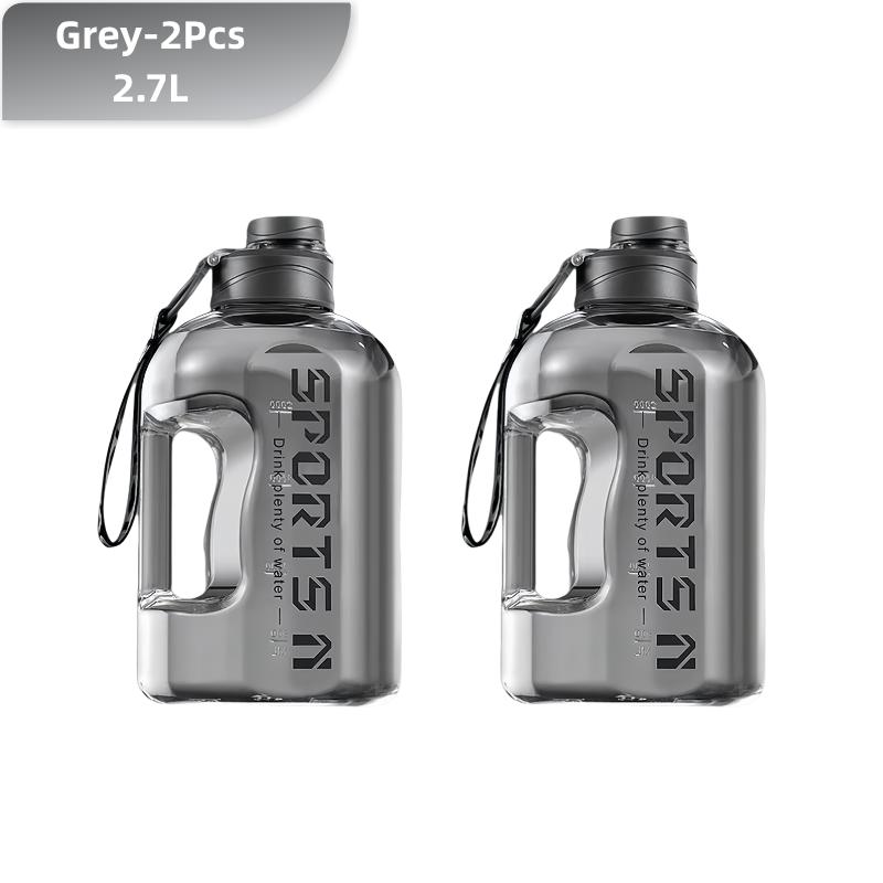1.7/2.7L Large Capacity Sports Water Bottle Plastic Drinking Bottles with Time Scale Outdoor Camping Hiking Gym Men Water Kettle