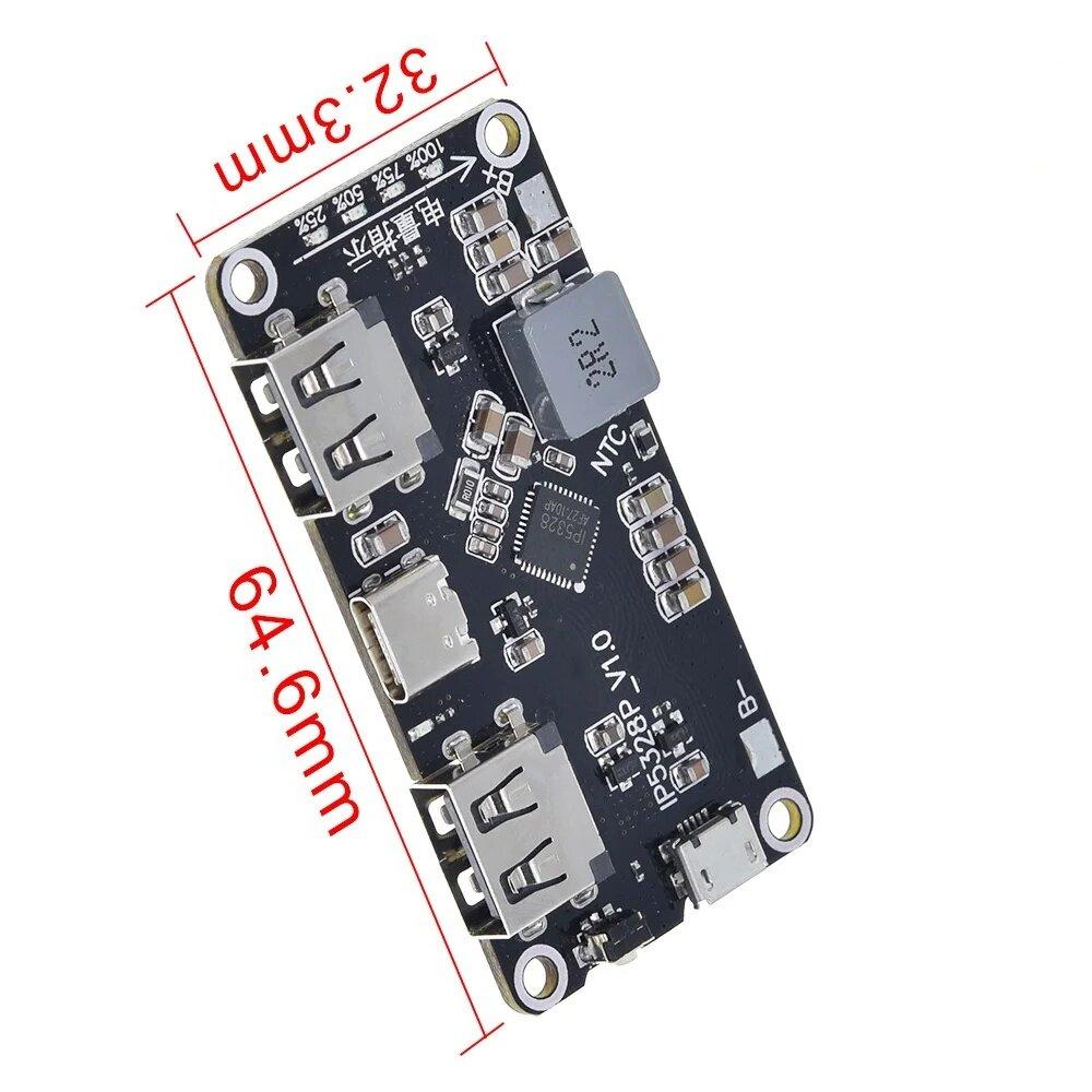 IP5328P Dual USB 18650 зарядное устройство Treasure Tpye-c 3,7 В до 5 В 9 В 12 В повышающее быстрое зарядное устройство печатная плата QC2.0 QC3.0