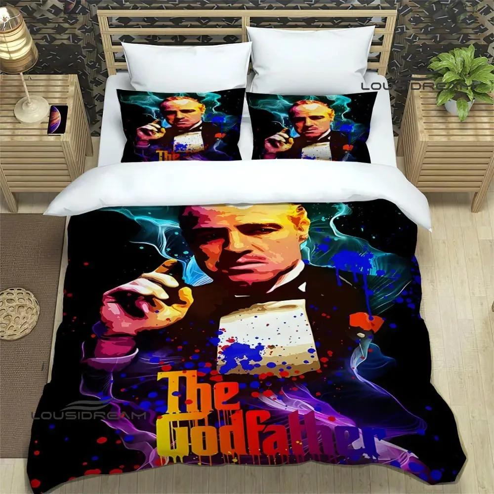 Крестный отец Принты Комплекты постельного белья Изысканный набор постельных принадлежностей Пододеяльник Комплект одеяла Комплект постельного белья Роскошный подарок на день рождения