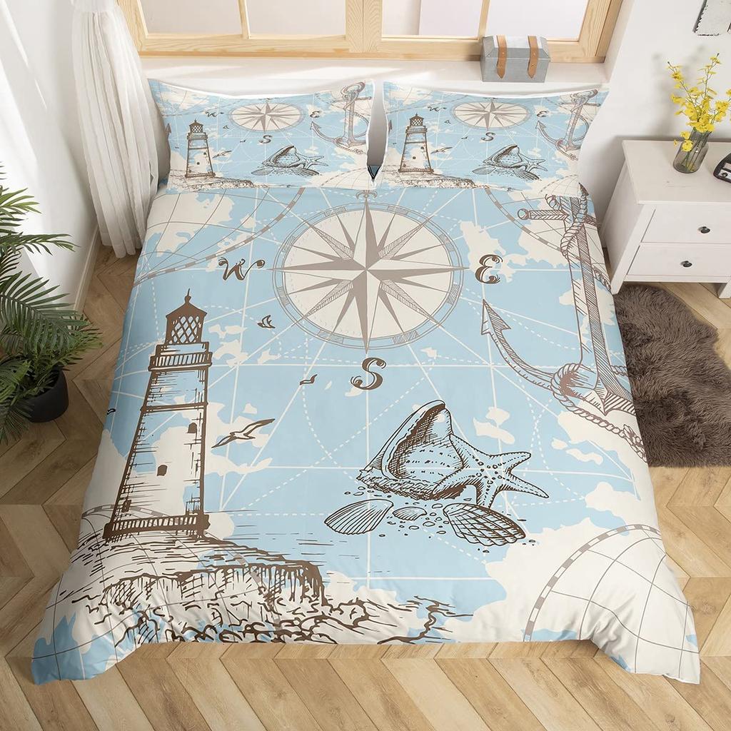 Пододеяльники Compass для подростков, размер Queen/Twin, легкие пуховые пододеяльники, декор комнаты, 2 наволочки, 1 пододеяльник, без одеяла