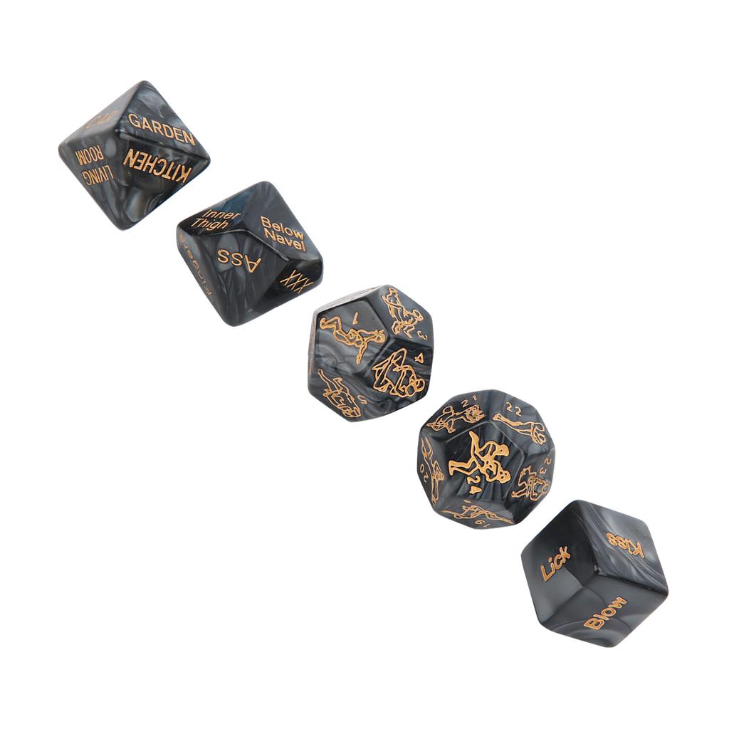 5pcs Valentine"s Day Couple Dice Lovers Bachelor Party Multiple Pose Sexual Dice Toy Black