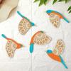 Wooden 3D 5 Pieces Birds On Rope Wall Art Panel | Wood Bird Folk Art Wall Hanging Art Decoration Item for Living Room,