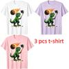 Funny Cartoon Dinosaur Selfie Pattern Print Kids T-shirt Summer Girls Boys Casual Fashion Tops Kids O-Neck Short Sleeve T-shirt Clothing