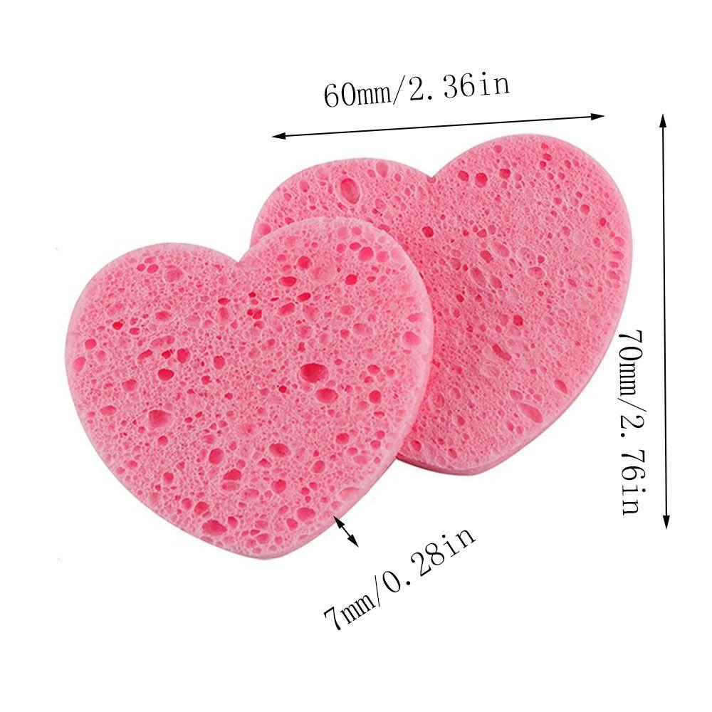 10 Pieces Pink Cosmetic Puff Heart Shaped Natural Makeup Remover Tool 7mm Face Washing Cleansing Sponge Compressed Sponge Travel