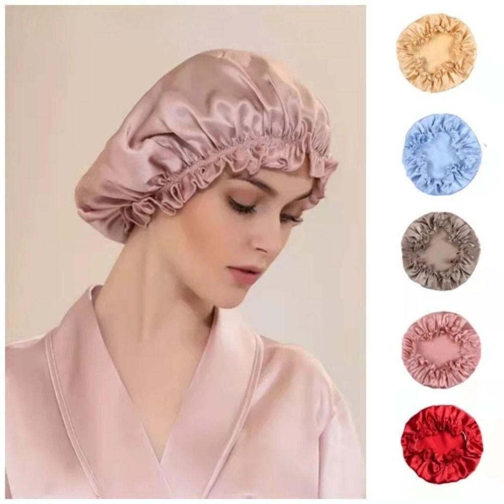 Elastic Large Silk Sleeping Cap Fashion Hair Loss Hats New Women Hair Bonnets