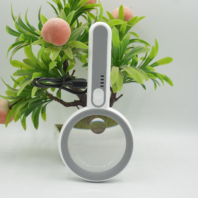 1Pc Rechargeable Handheld Magnifier 3 Lighting Modes Illuminated Magnifying Glass With Led Light For Seniors Reading Repair