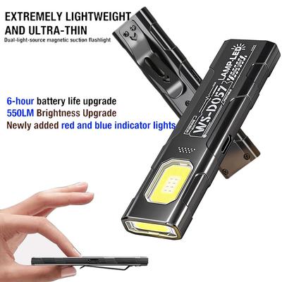 Мини-фонарик светодиодный USB-перезаряжаемый фонарик COB с магнитом Карманный фонарь Широкий рабочий свет Ручной аварийный фонарь