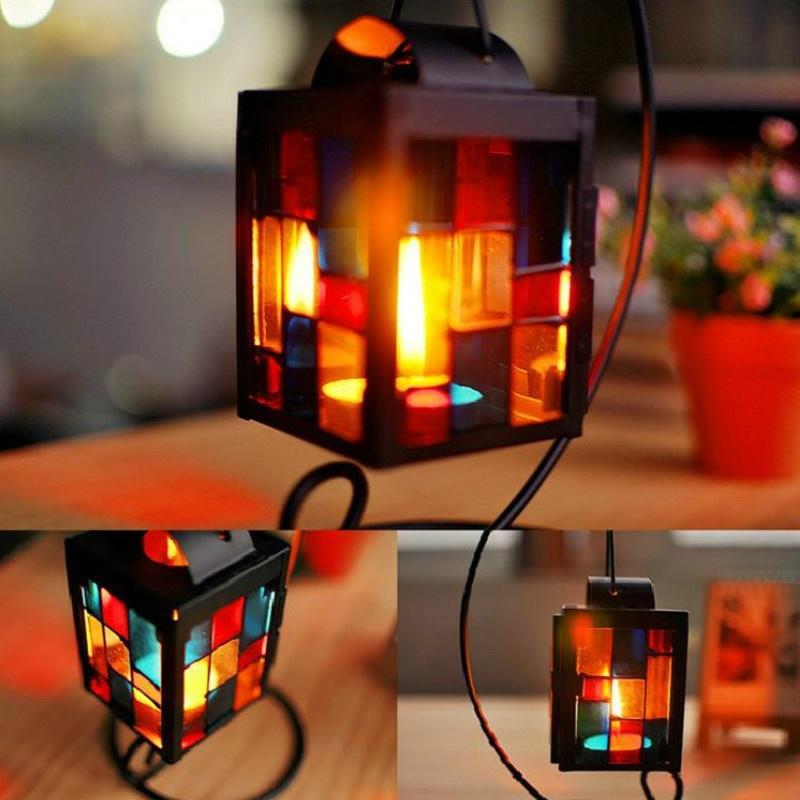 Candlestick Decoration Colored Glass Window Wedding Birthday Candle Holder