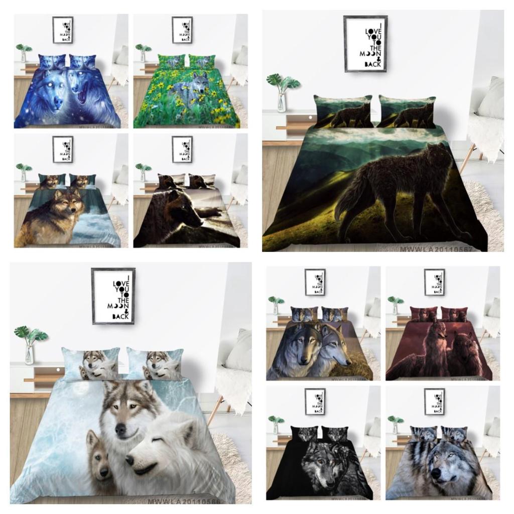 2023 New Style 3D Wolf Printed Single King Size Luxury Duvet Cover Set with Bedding Pillow Home Textiles Duvet Cover Sets