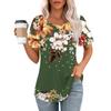 Женская летняя модная повседневная плиссированная футболка с коротким рукавом и круглым вырезом с принтом Топ
