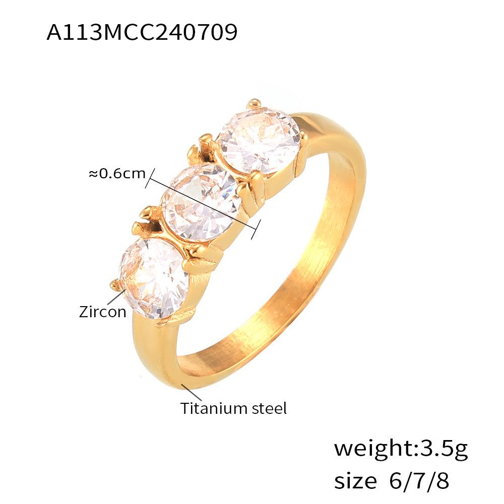 Кольцо из титановой стали с геометрическим узором и микробриллиантами в стиле ретро с покрытием из 18-каратного золота — стиль Chic All-Match