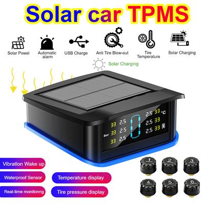 Сигнализация давления в шинах автомобиля грузовика RV TPMS цифровой ЖК-дисплей солнечная TPMS сигнализация безопасности 6 внешних датчиков 0~8 Бар/116 фунтов на кв. дюйм система мониторинга
