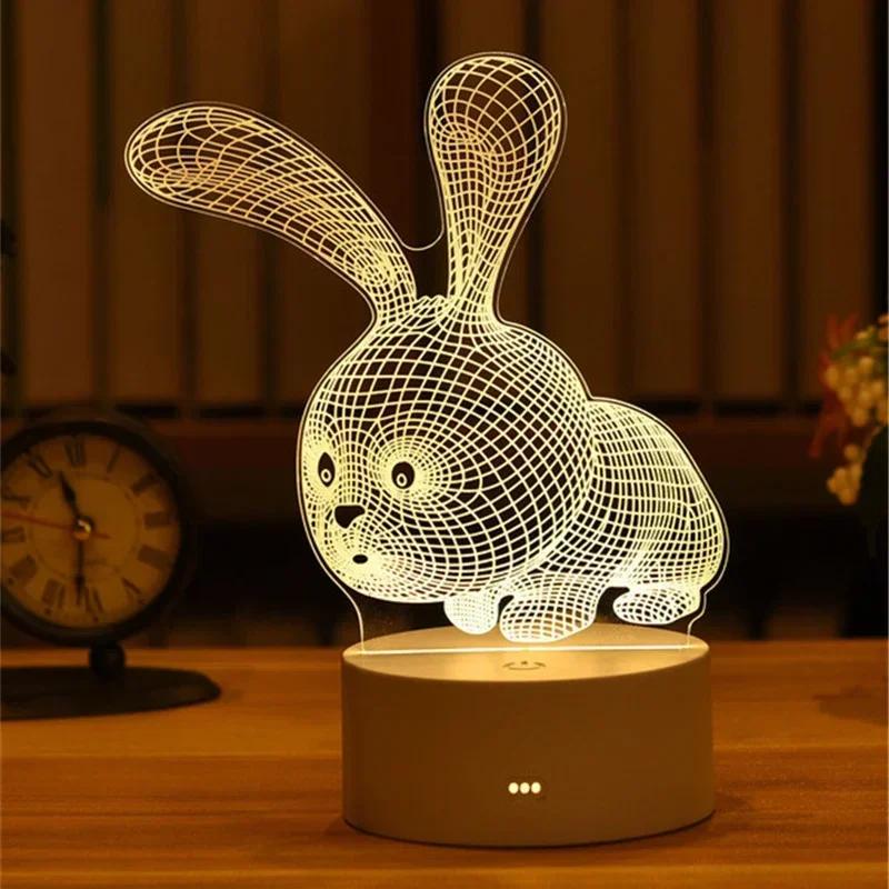 Xiaomi 3D Акриловая светодиодная ночная лампа с питанием от USB Декор для спальни и прикроватной тумбочки Ночник Подарки на день рождения для детей Настольные украшения Новое освещение