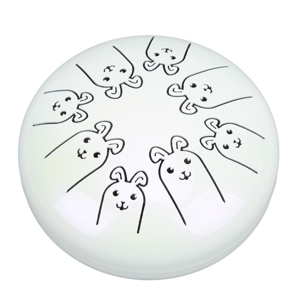 Alloy Steel Tongue Drum 8 Note 5.5in Chakra Tank Ethereal Lotus Handpan White 12 Zodiac Rabbit