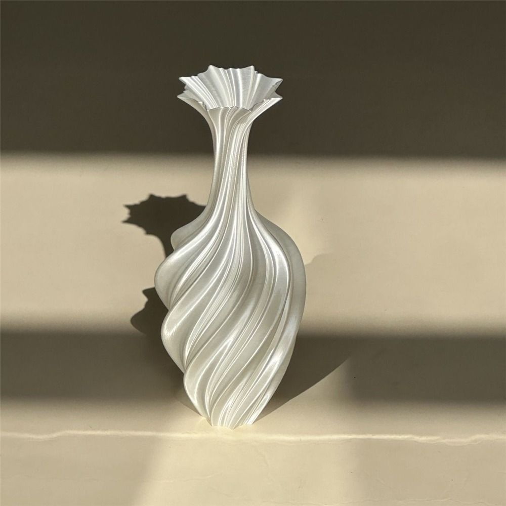 Vintage Style 3D Printed Flower Vases Swirl Pattern Minimalist Floral Decor Tabletop Display