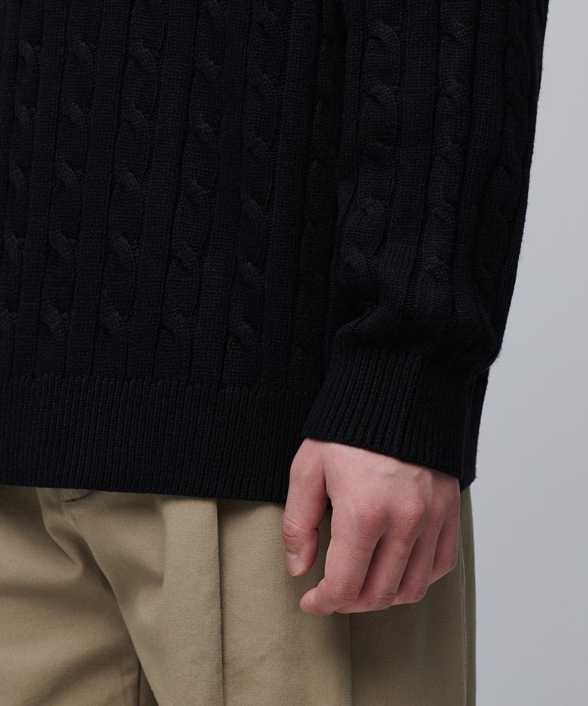 MUSINSA STANDARD Cable Crew Neck Knit [Black]