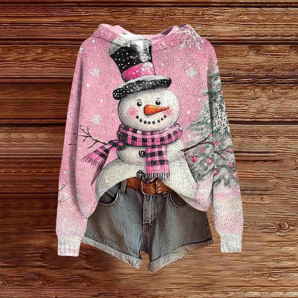 Ladies' Fashionable Printing Casual Hooded Long Sleeved Sweatshirt