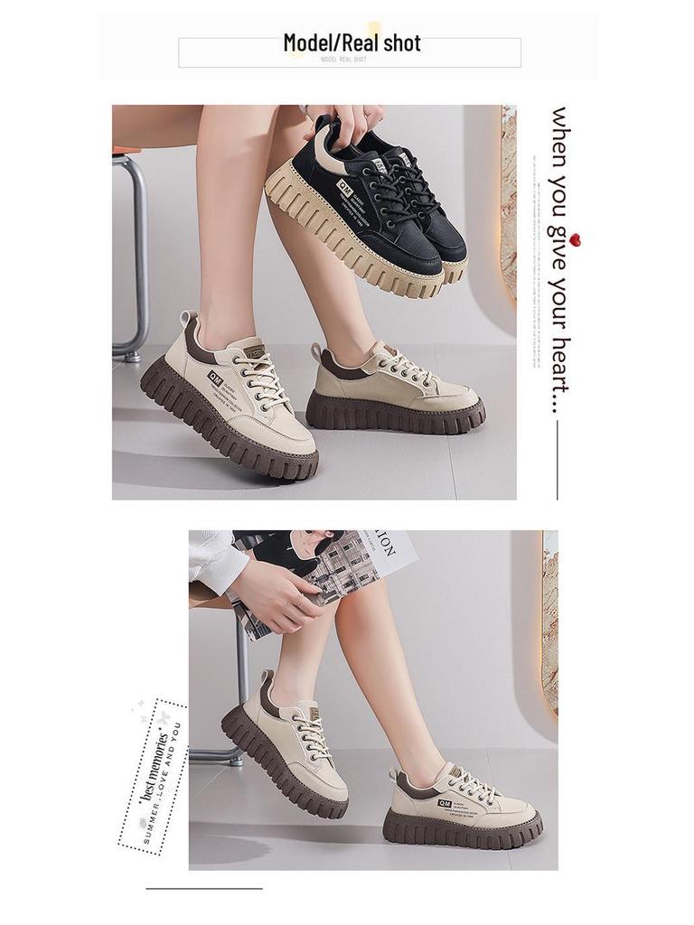 2024 Осенние Белые Женские Кроссовки в Корейском Стиле на Толстой Подошве, Модель XQ229