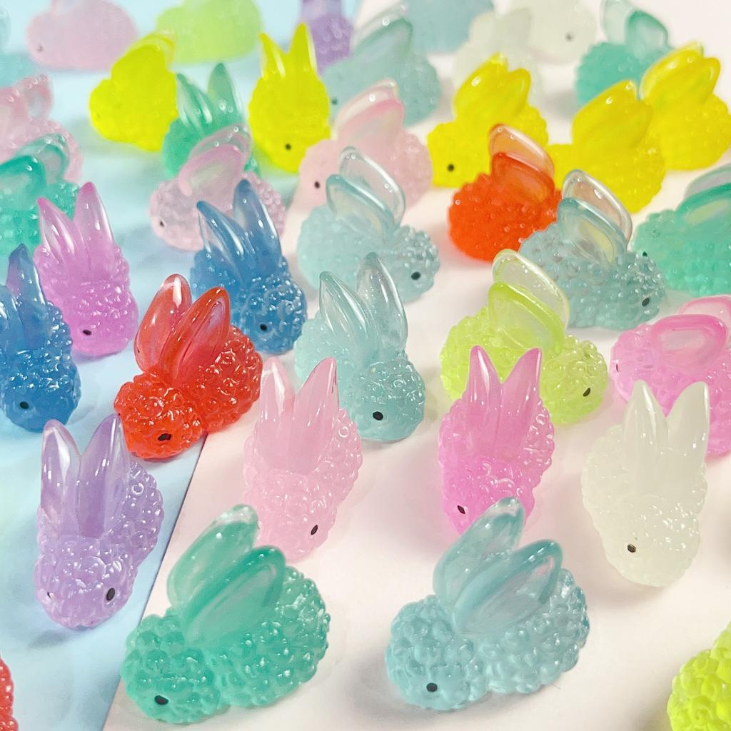 10Pcs Kids Night Glow Resin Animals Rabbit Flat Back Embellishments Scrapbook Kawaii Diy Decorative Accessories Adult Toys Gift