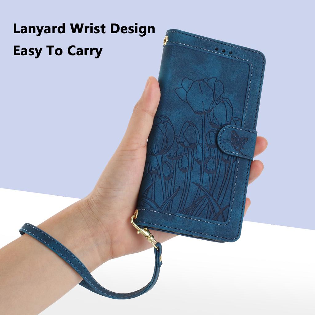 For Samsung Galaxy A37 5G Case Tulip Leather Phone Cover with 5 Card Slots Wallet