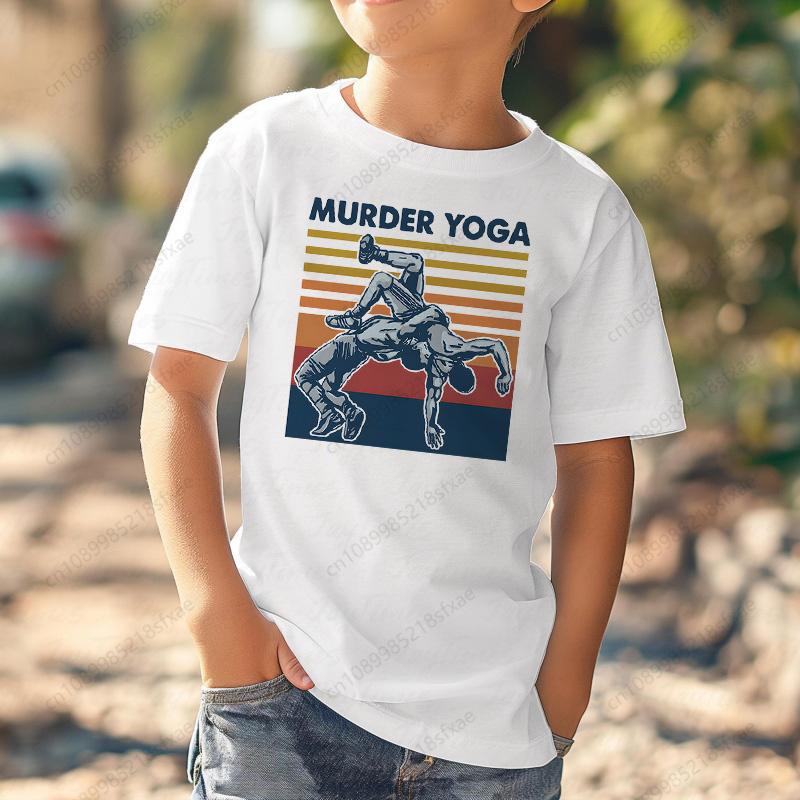 Рашгард Джиу-джитсу Murder Yoga Kid Повседневная детская футболка с новым принтом Футболка для девочек с коротким рукавом и круглым вырезом Летние топы Футболка