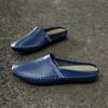 Мужская повседневная обувь из натуральной кожи, дышащие мужские лоферы, мокасины с перфорацией, летние мюли, простые ультралегкие полусабо