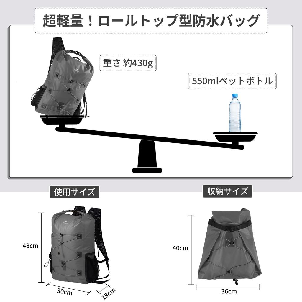 Official Shop Waterproof Fully Waterproof Ultra Light Dry and Wet Dry Disaster Prevention Waterproof Beach Sea [Naturehike] Bag, Rucksack, 25L,